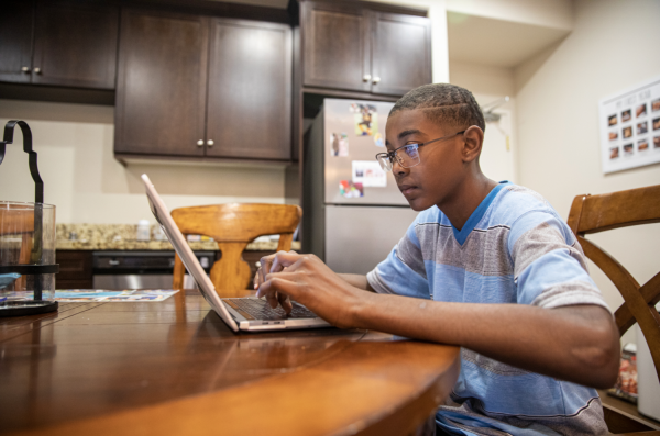 Online student working at home